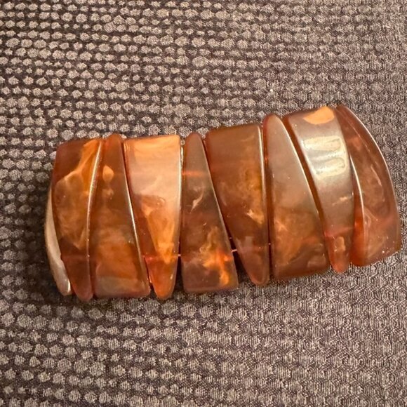 Wide Tortoise Shell Cuff Bracelet Stretchy Boho Statement Brown Bohemian - Picture 4 of 5